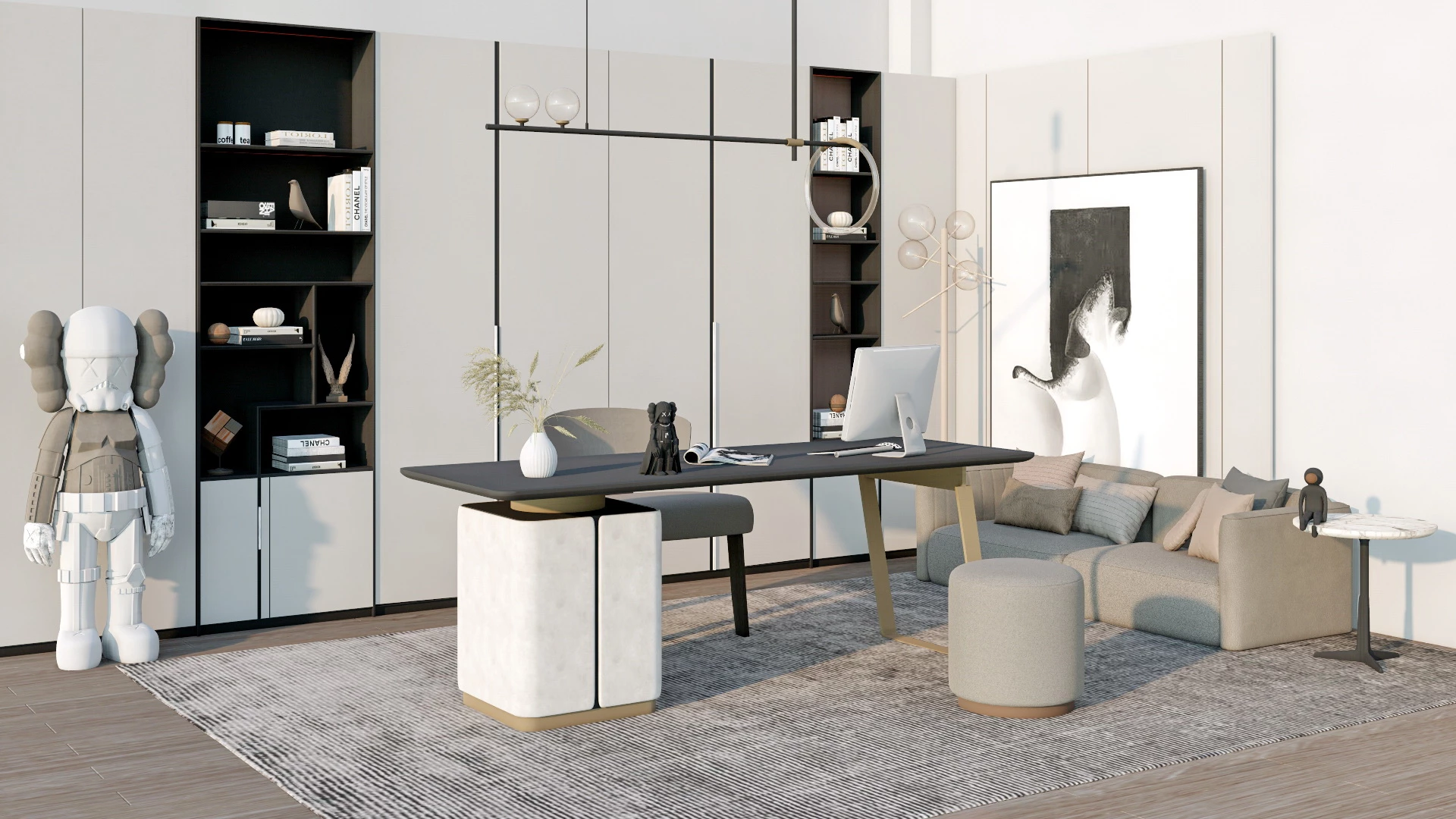 Contemporary Home Office Design sketchup model preview - SketchupBox