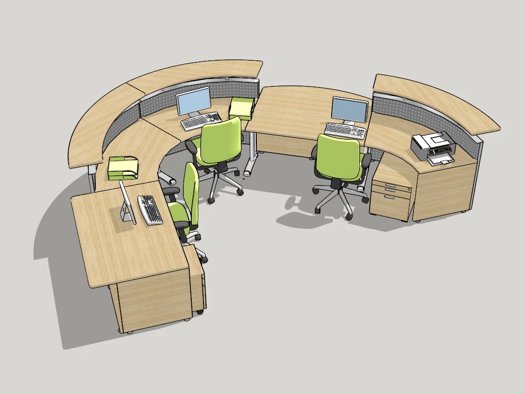Curved Office Reception Desk sketchup model preview - SketchupBox