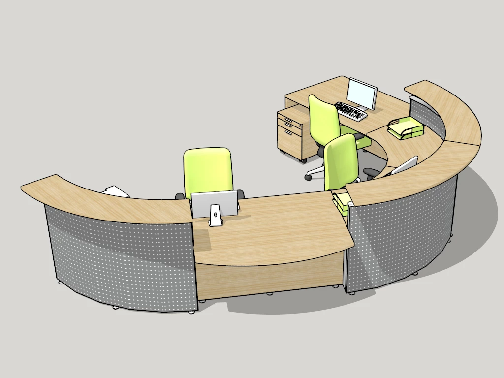 Curved Office Reception Desk sketchup model preview - SketchupBox