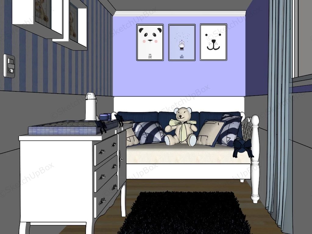 Small Kids Room sketchup model preview - SketchupBox