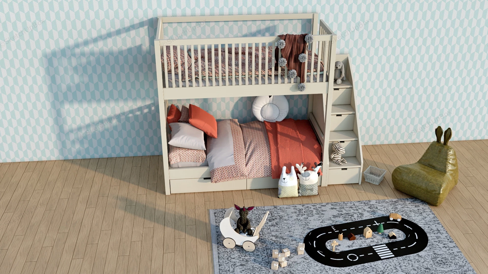 Bunk Beds For Kids sketchup model preview - SketchupBox