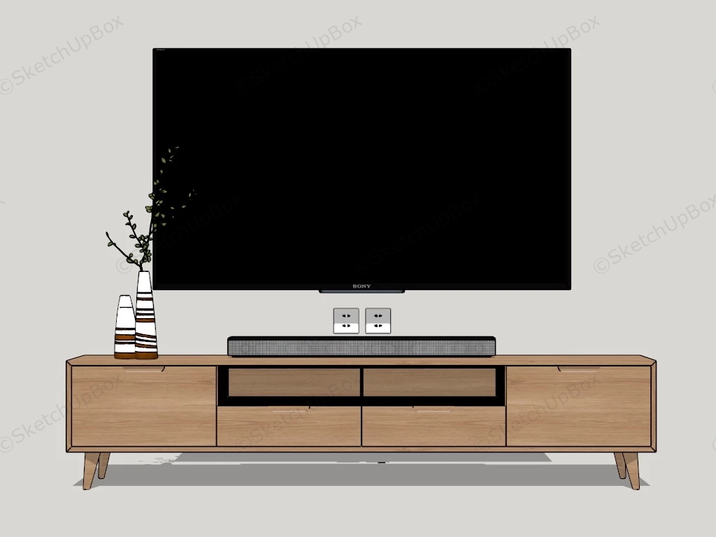 Minimalist Wood Tv Stand sketchup model preview - SketchupBox