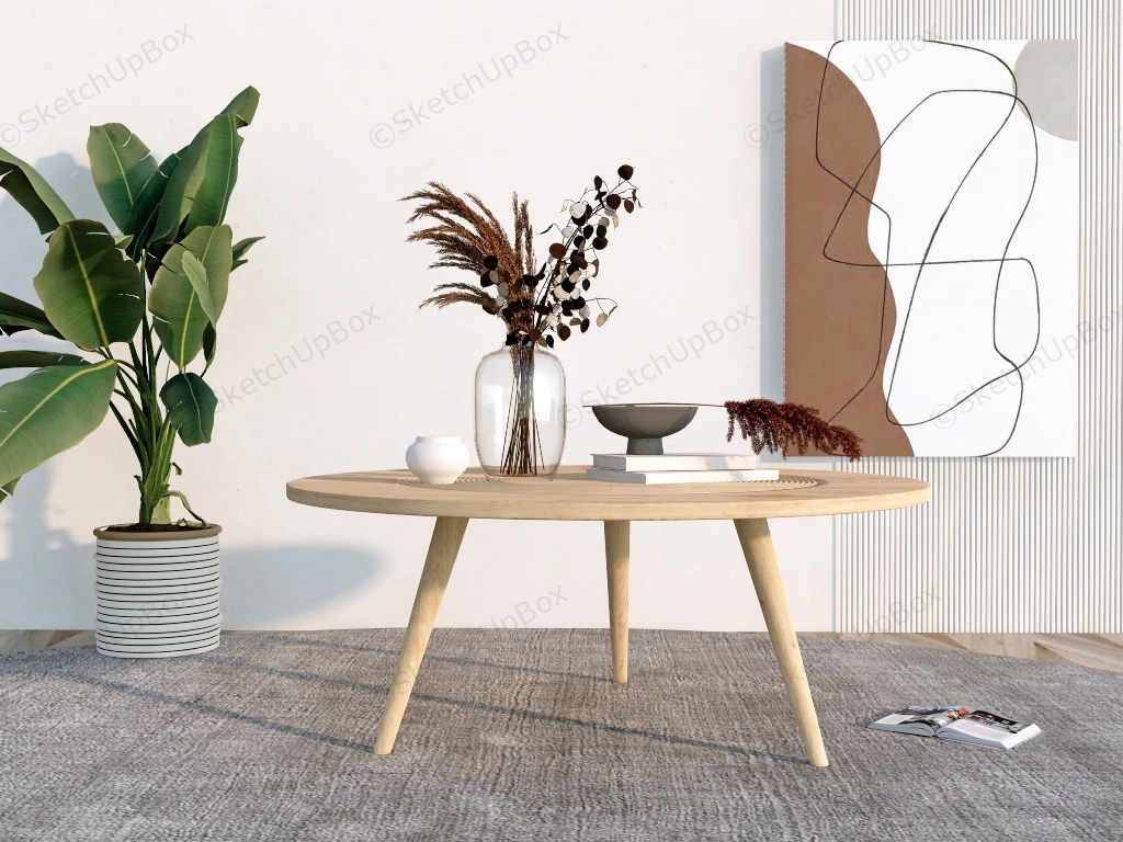 Round Wood Coffee Table sketchup model preview - SketchupBox