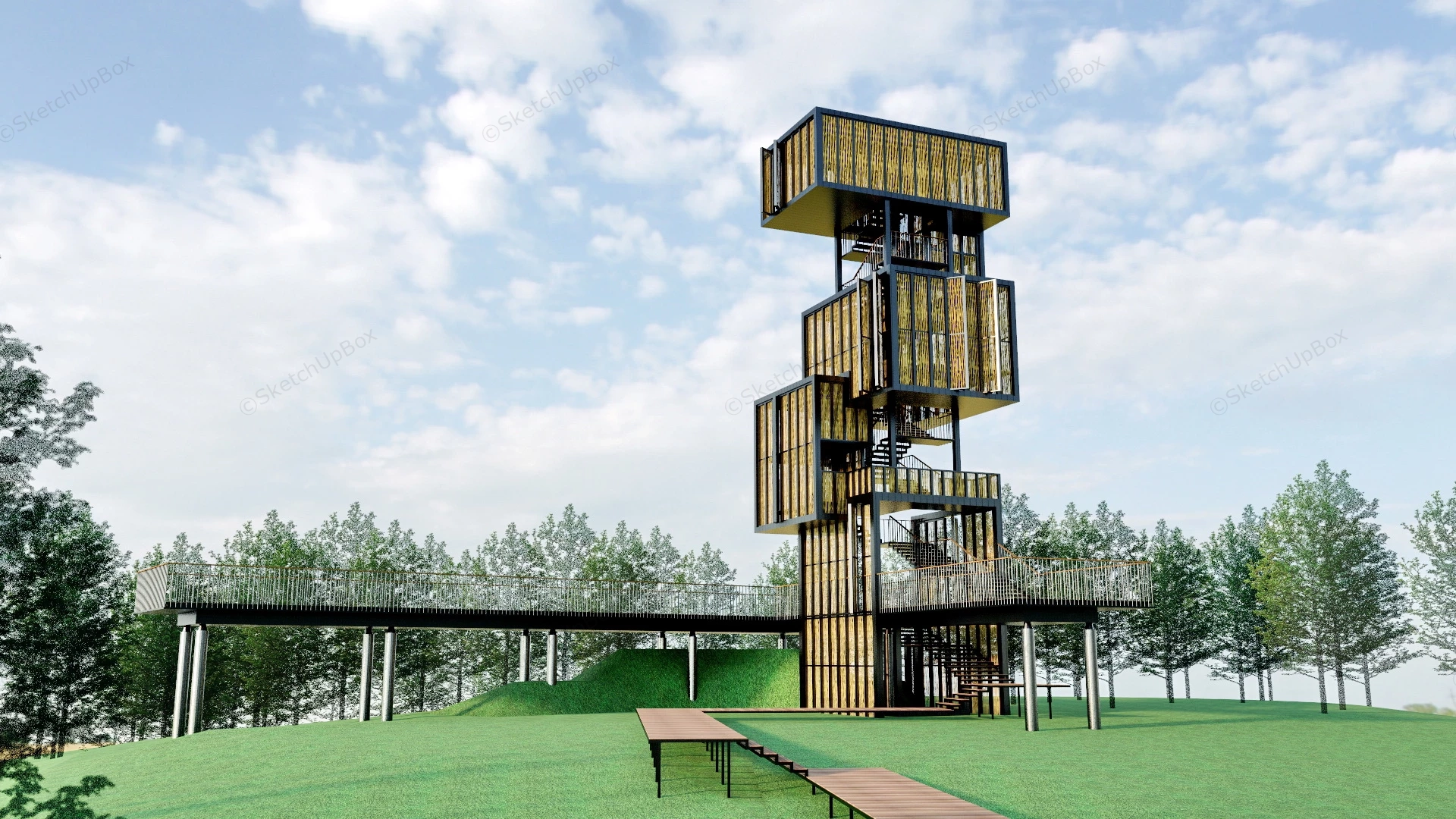 Beautiful Observation Tower sketchup model preview - SketchupBox