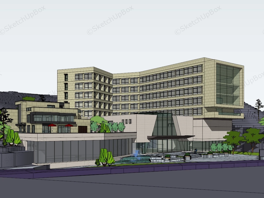 Mountain Resort Hotel sketchup model preview - SketchupBox