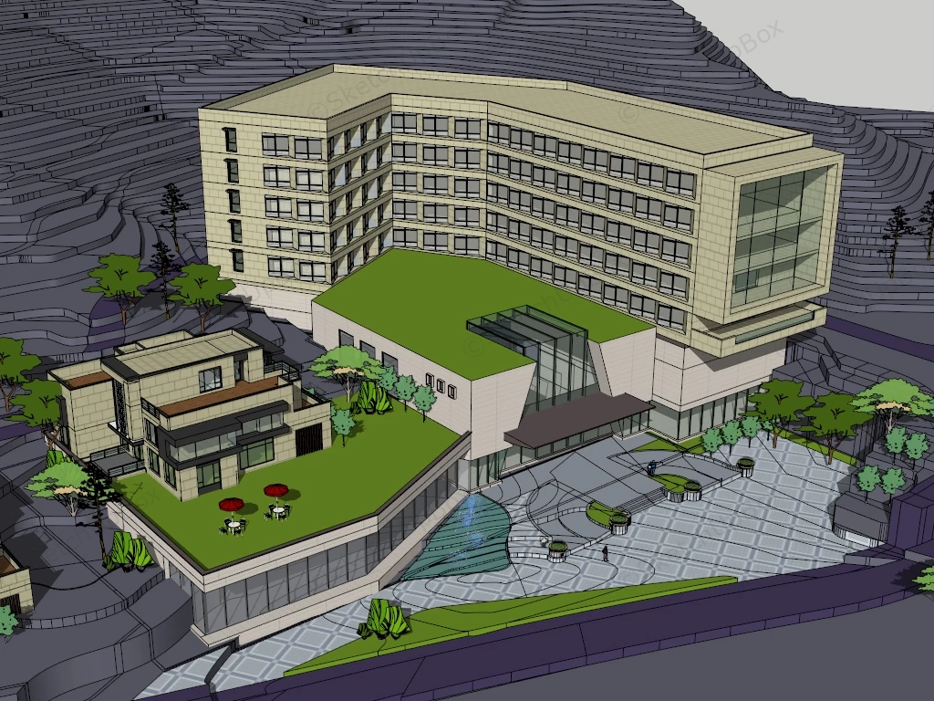 Mountain Resort Hotel sketchup model preview - SketchupBox