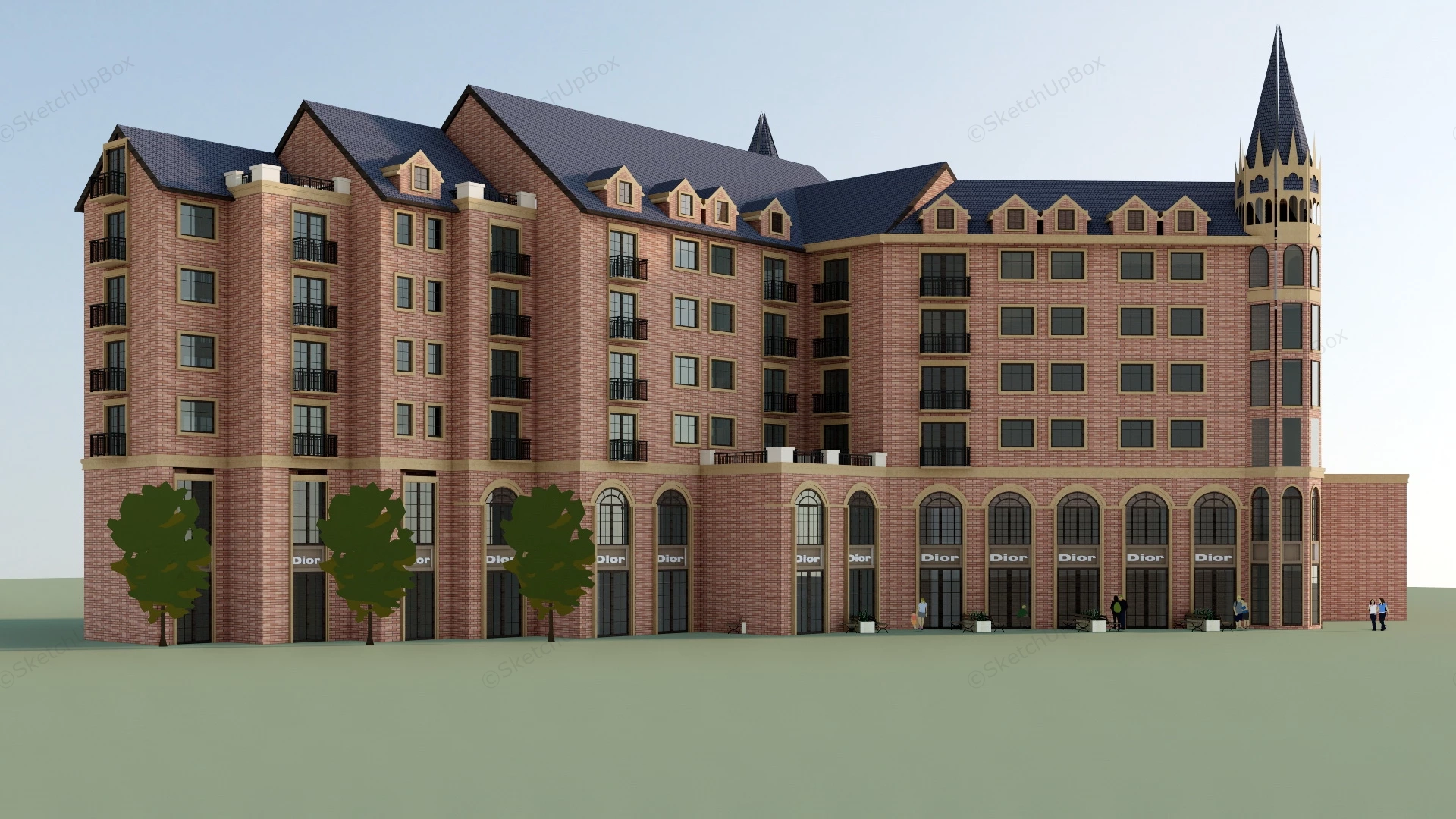 Apartment & Retail Complex sketchup model preview - SketchupBox