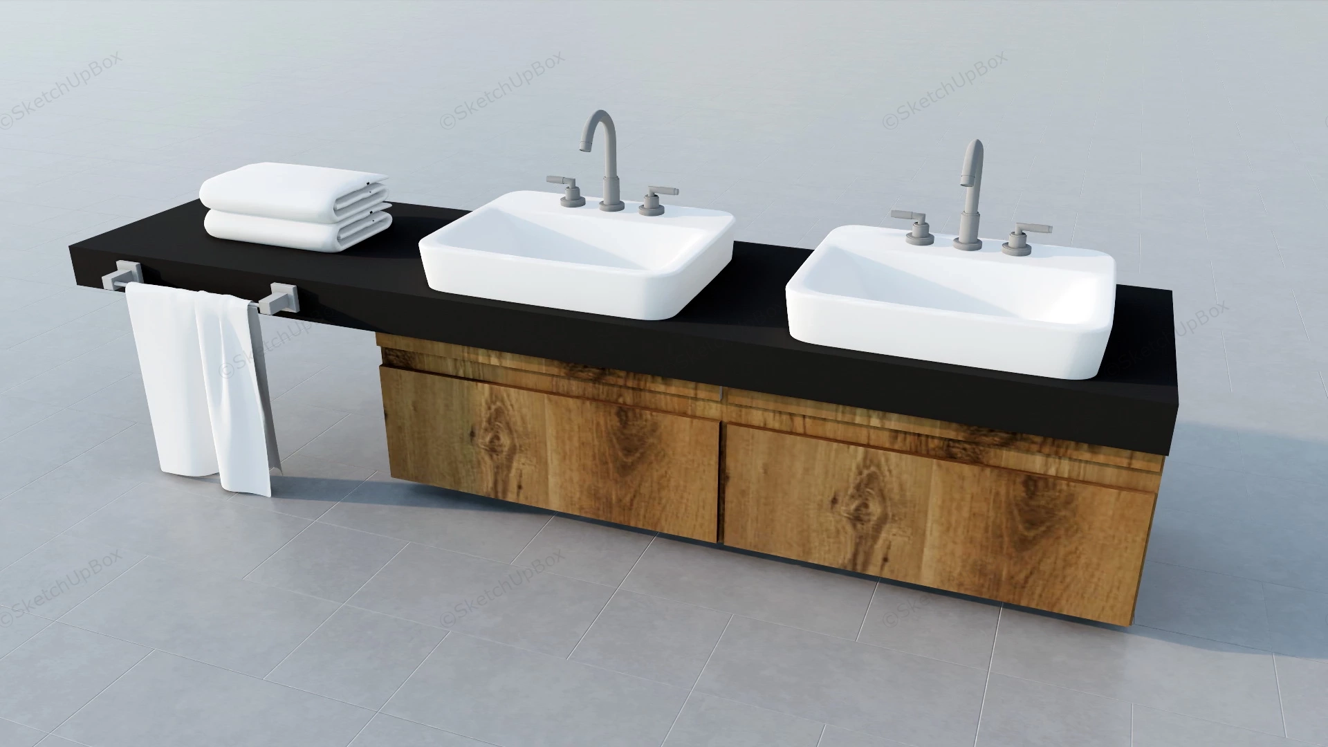 Rustic Farmhouse Bathroom Vanity sketchup model preview - SketchupBox