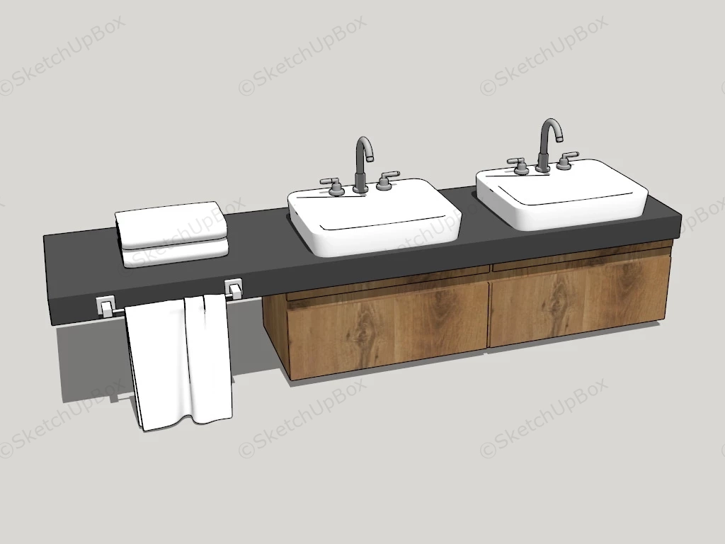 Rustic Farmhouse Bathroom Vanity sketchup model preview - SketchupBox