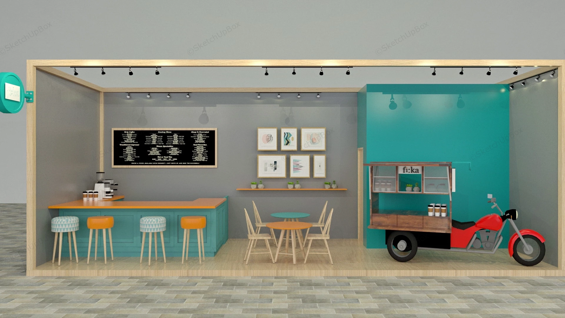 Indoor Coffee Kiosk sketchup model preview - SketchupBox