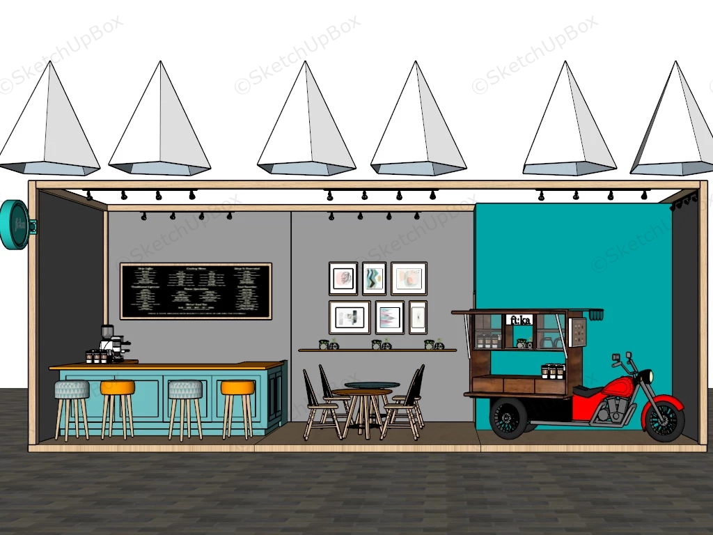 Indoor Coffee Kiosk sketchup model preview - SketchupBox