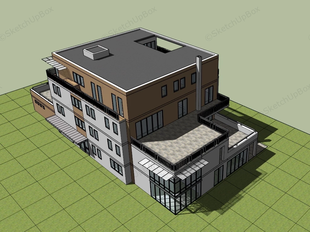 Small Commercial Office Building sketchup model preview - SketchupBox