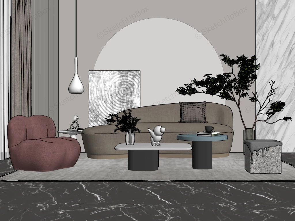 Small Casual Living Room Furniture Set sketchup model preview - SketchupBox