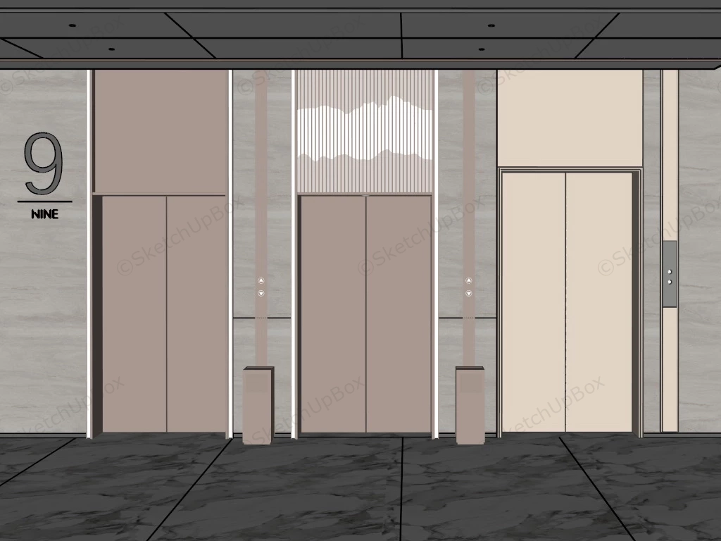 Modern Elevator Hall sketchup model preview - SketchupBox