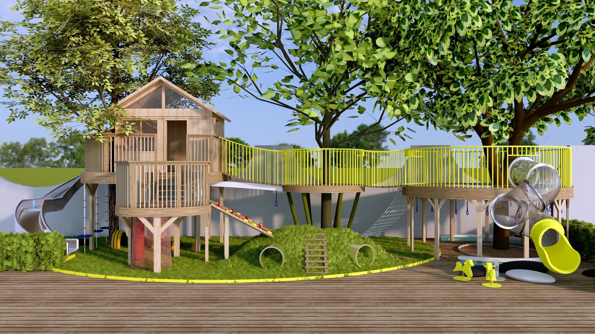 Backyard Playhouse Outdoor Playset sketchup model preview - SketchupBox