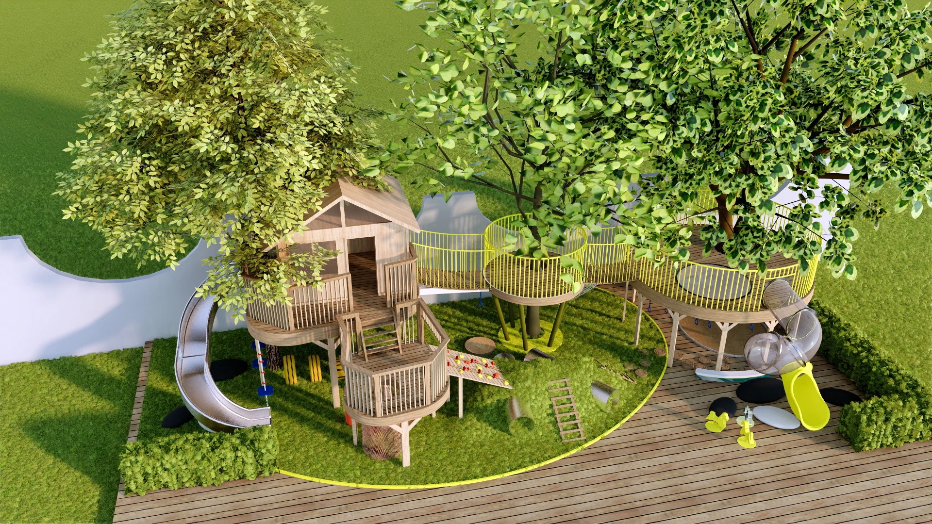 Backyard Playhouse Outdoor Playset sketchup model preview - SketchupBox