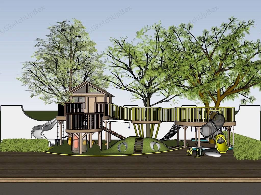 Backyard Playhouse Outdoor Playset sketchup model preview - SketchupBox