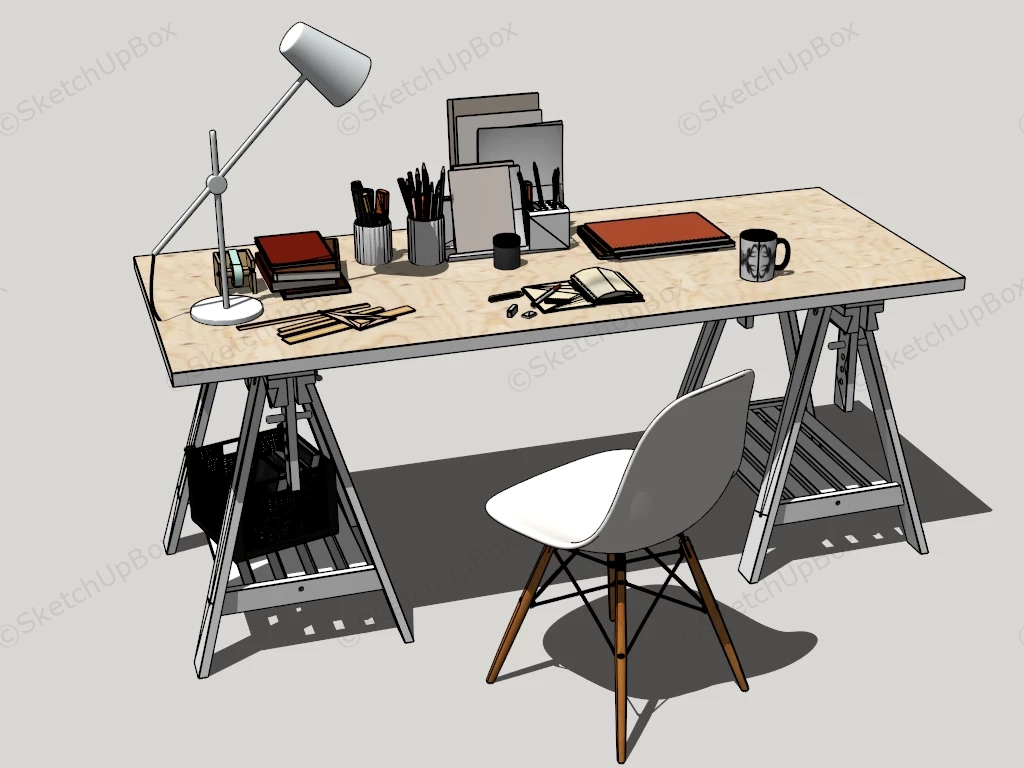 Home Office Desk And Chair sketchup model preview - SketchupBox