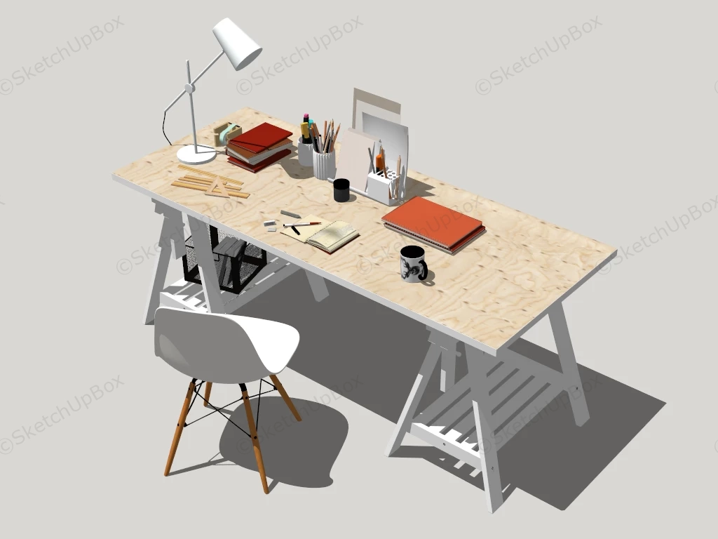 Home Office Desk And Chair sketchup model preview - SketchupBox
