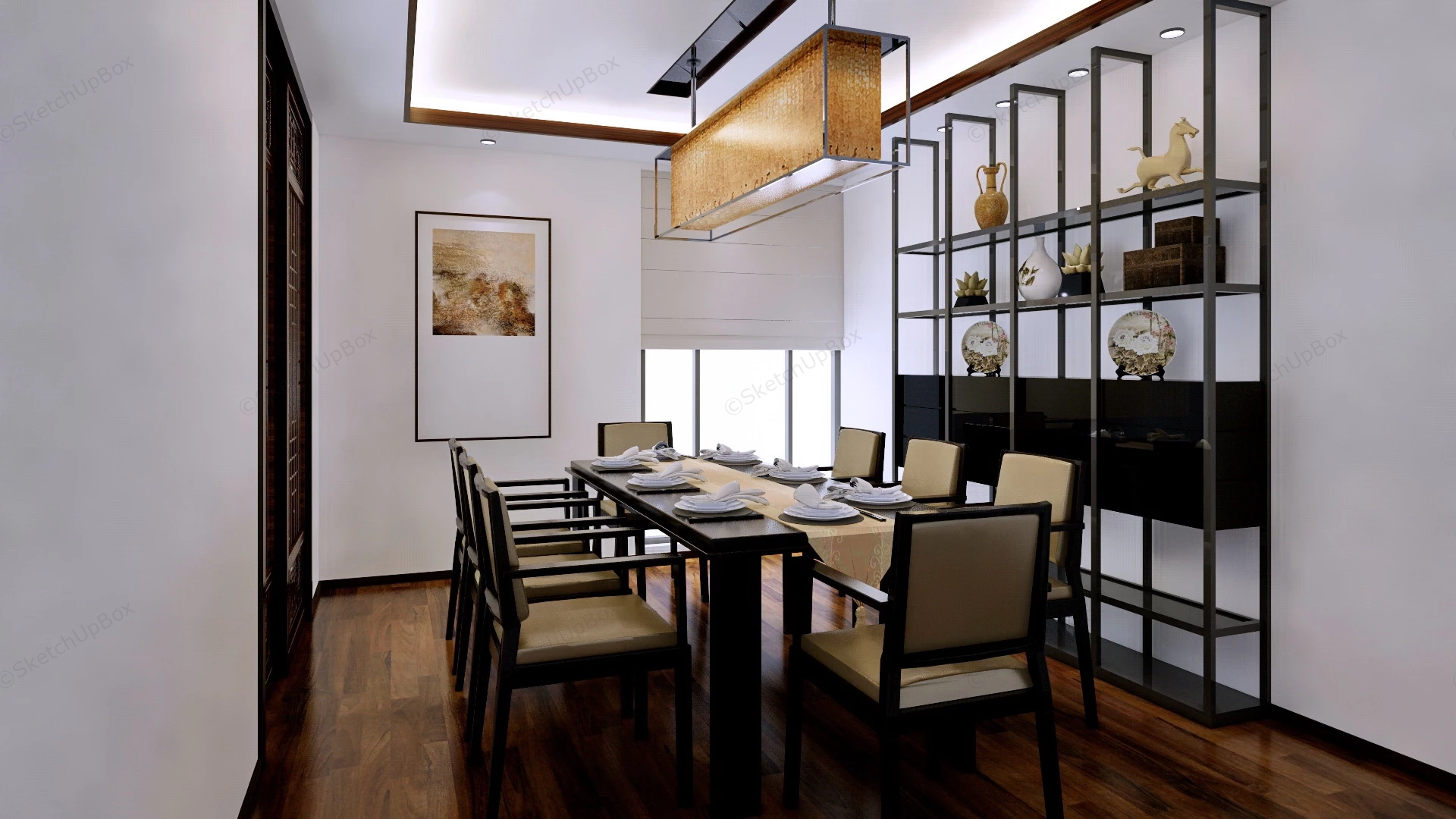 Minimalist Formal Dining Room sketchup model preview - SketchupBox