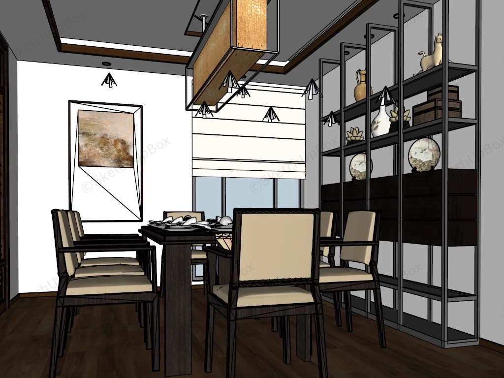 Minimalist Formal Dining Room sketchup model preview - SketchupBox