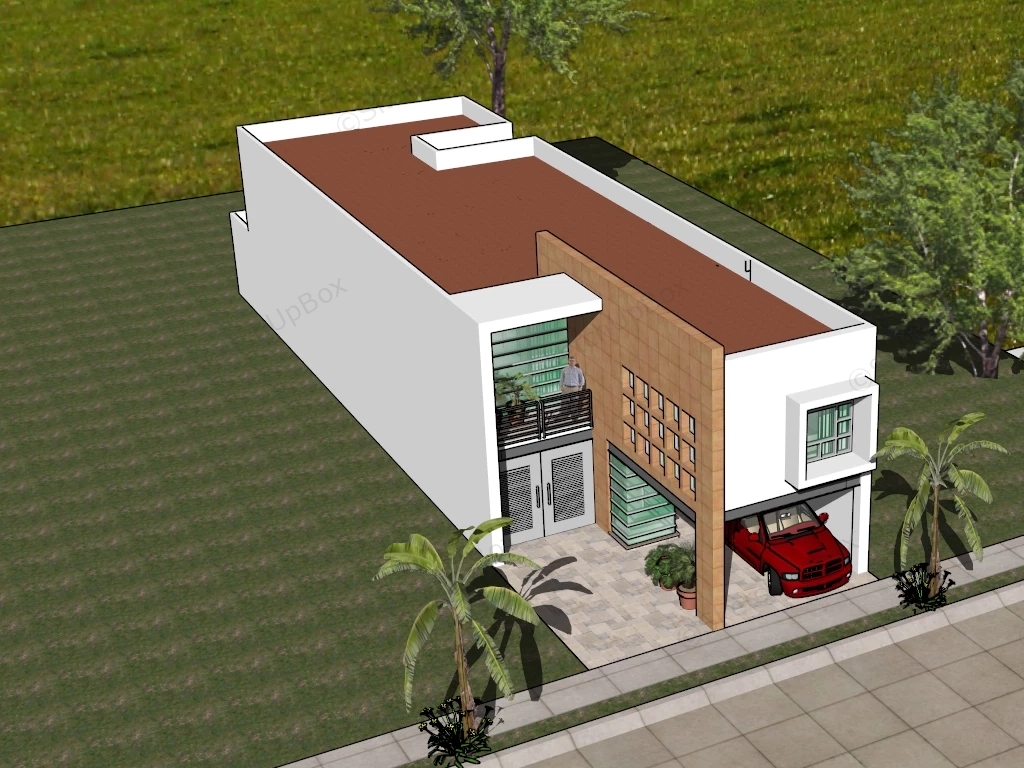 Narrow Lot House sketchup model preview - SketchupBox