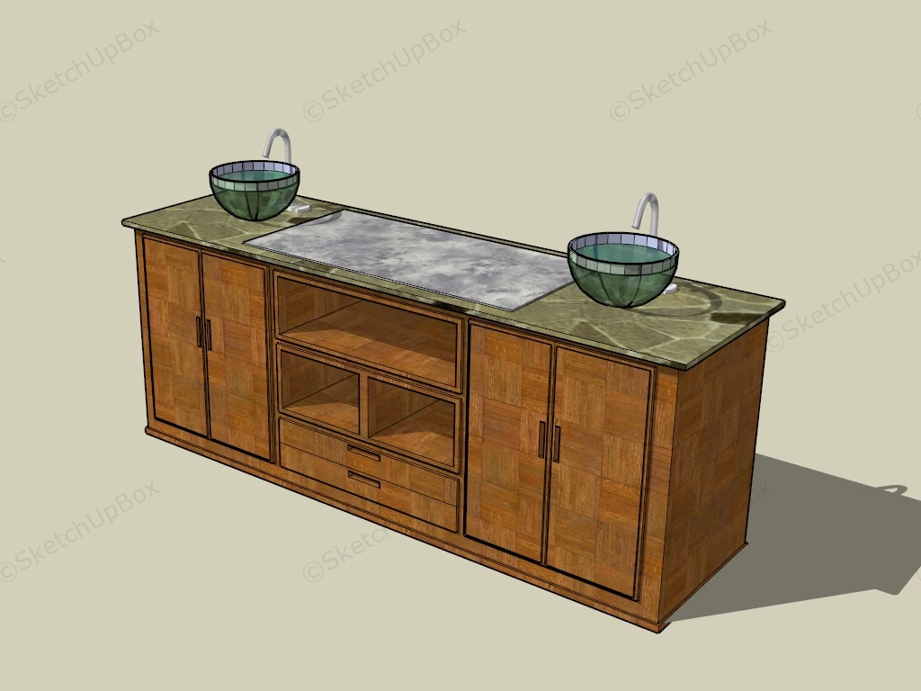 Rustic Bathroom Vanity With Sink sketchup model preview - SketchupBox