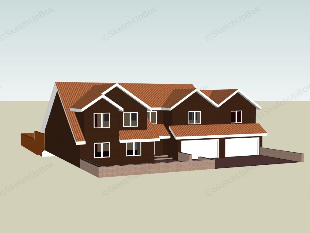 Country Style House sketchup model preview - SketchupBox