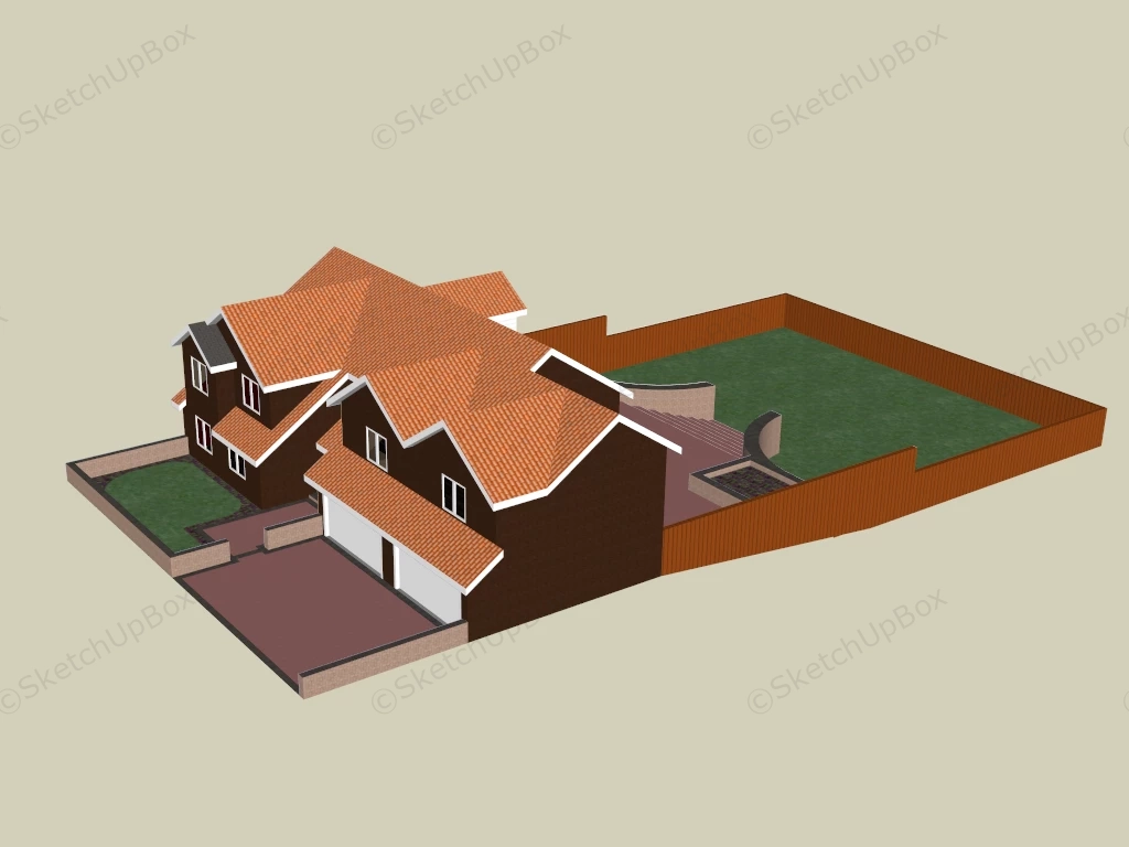Country Style House sketchup model preview - SketchupBox