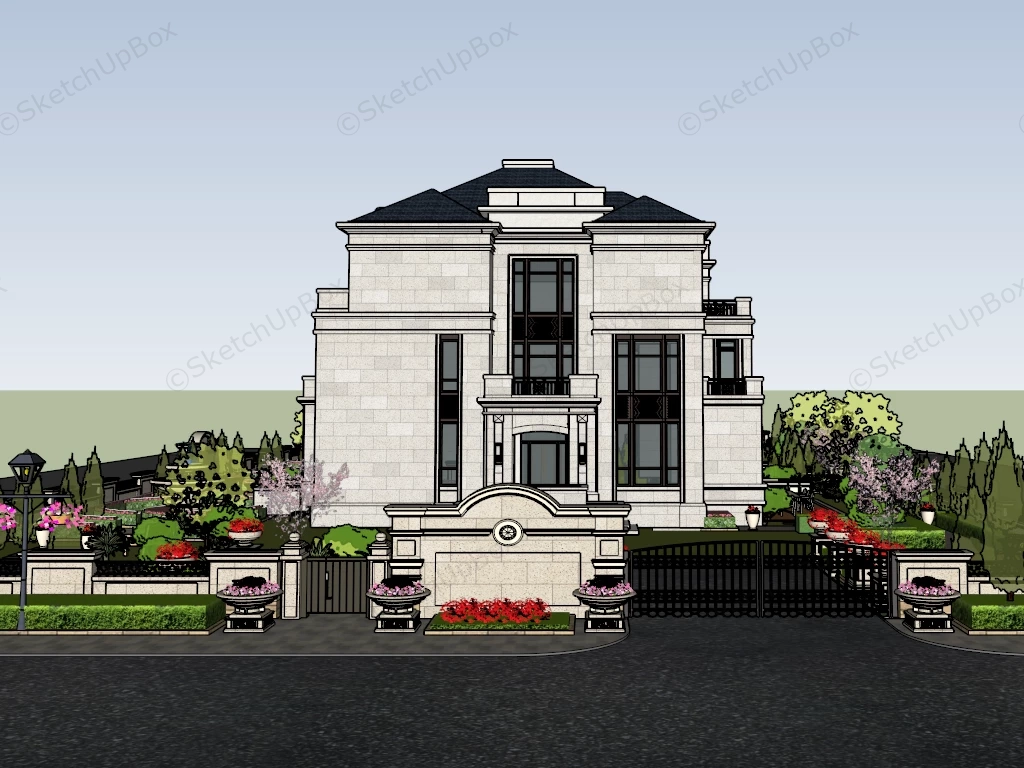 Row Mansion sketchup model preview - SketchupBox