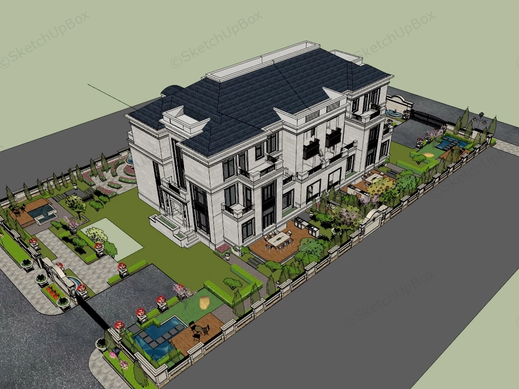 Row Mansion sketchup model preview - SketchupBox