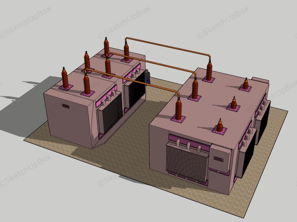 High Voltage Power Transformer Substation sketchup model preview - SketchupBox