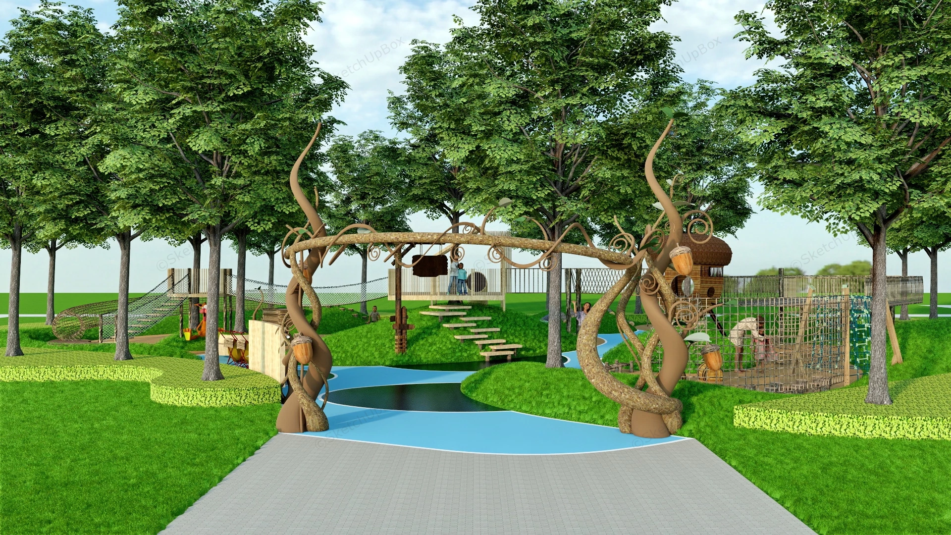 Natural Adventure Playground sketchup model preview - SketchupBox