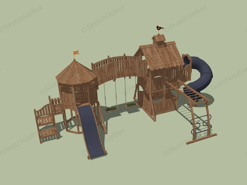 Outdoor Wood Playset sketchup model preview - SketchupBox