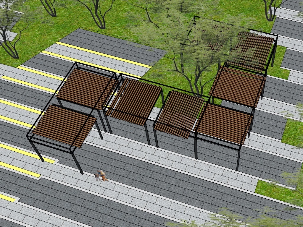 Urban Park Pergola sketchup model preview - SketchupBox