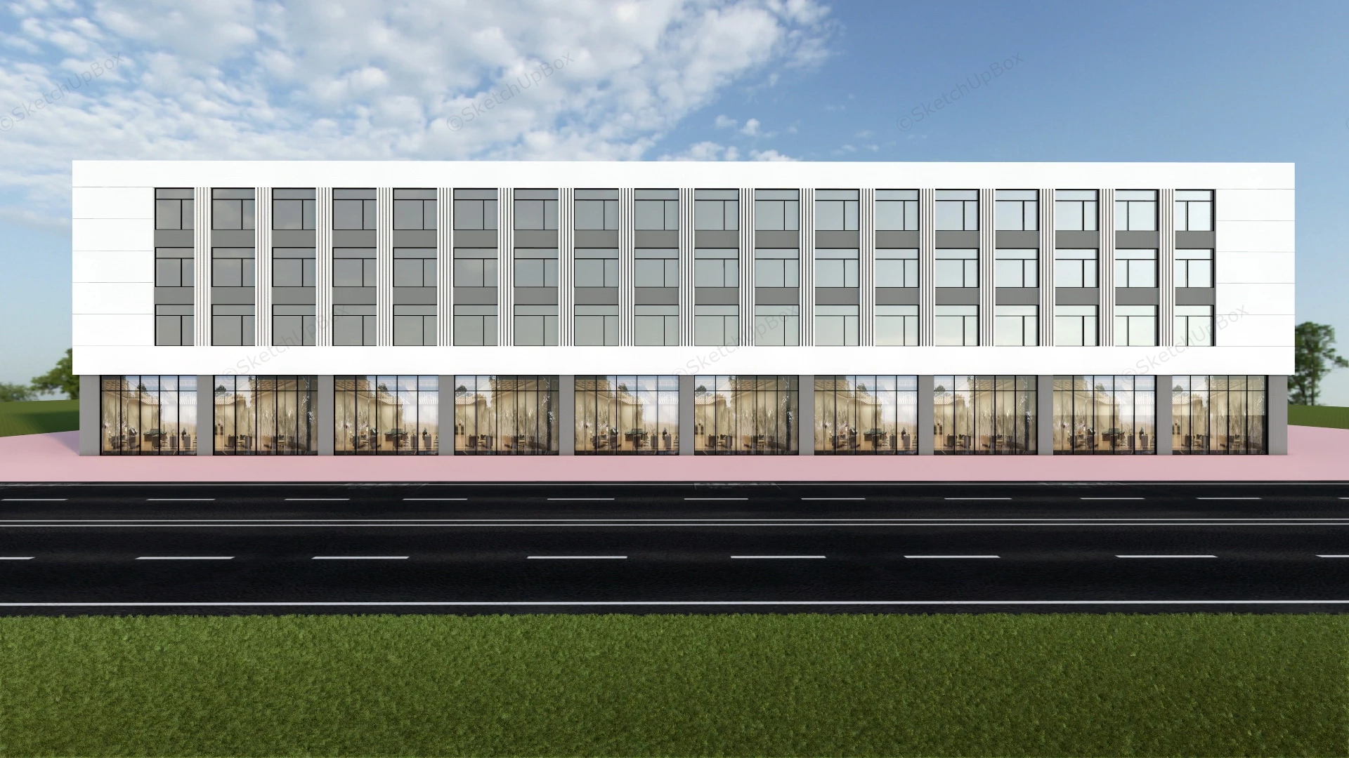 Modern Factory Building sketchup model preview - SketchupBox
