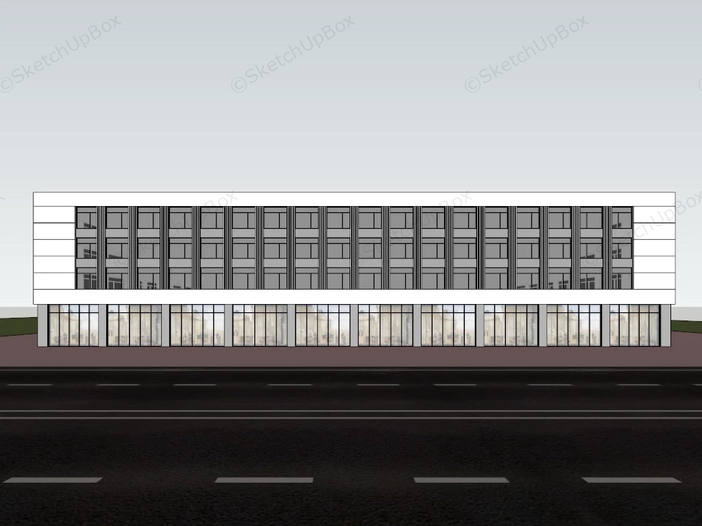 Modern Factory Building sketchup model preview - SketchupBox