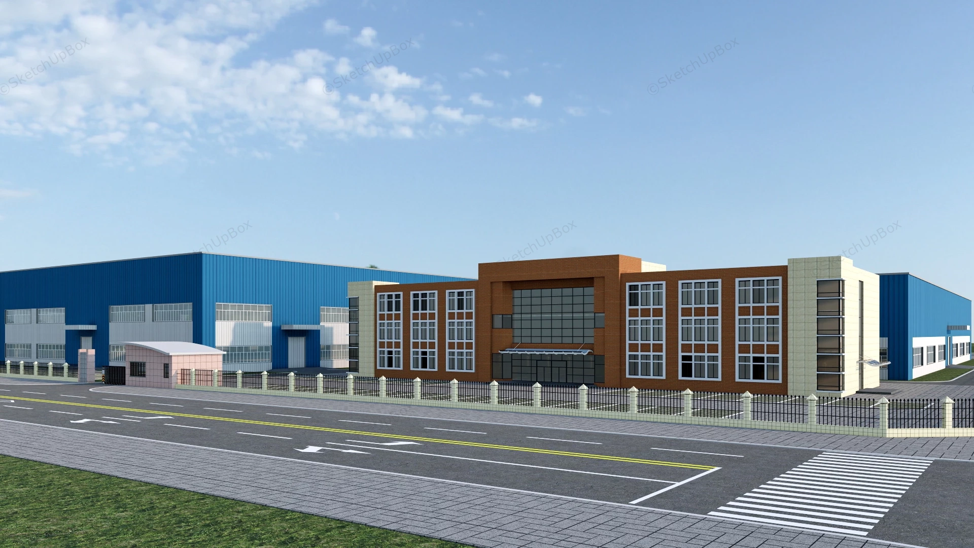 Modern Factory Buildings Design sketchup model preview - SketchupBox