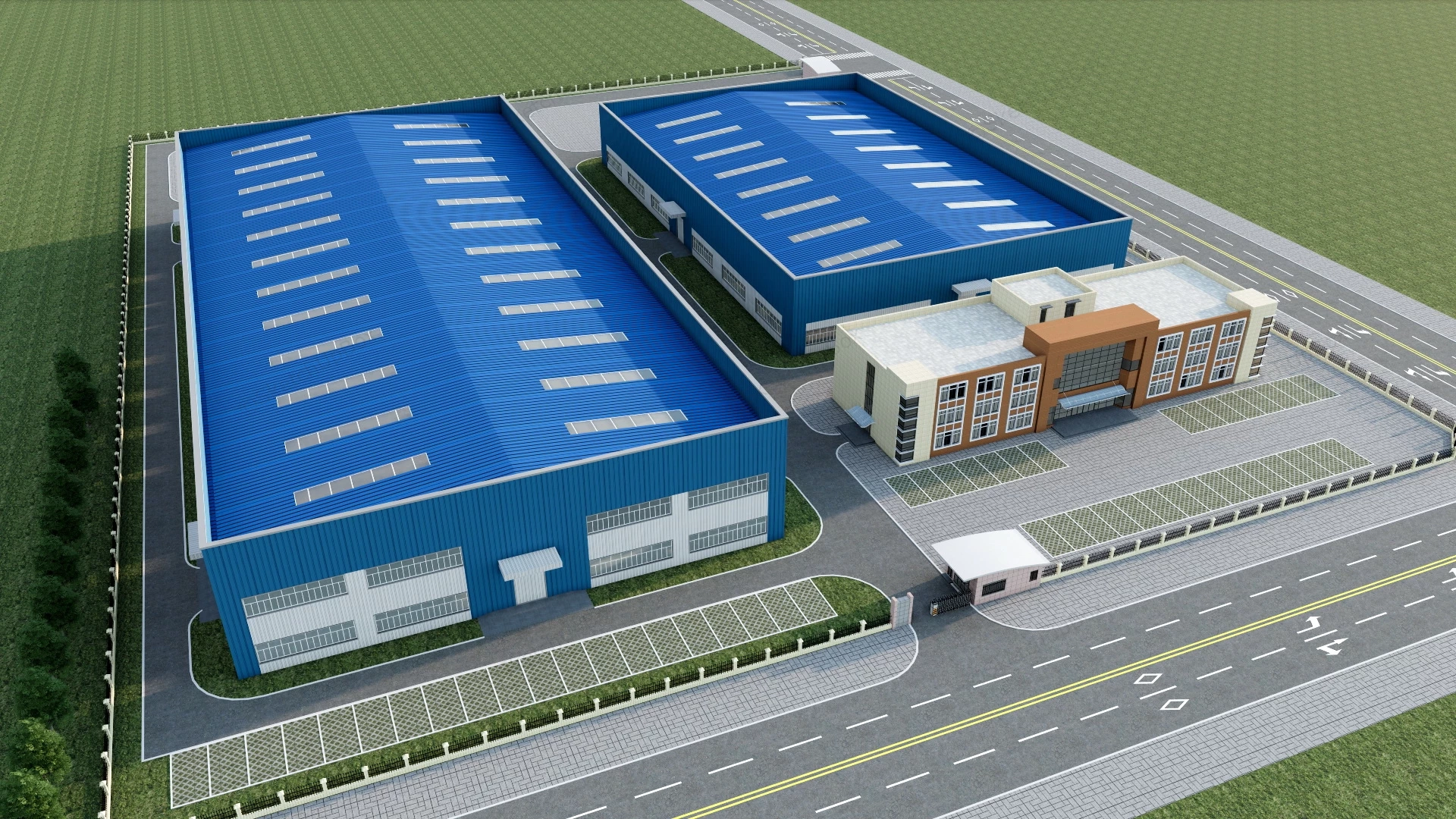 Modern Factory Buildings Design sketchup model preview - SketchupBox