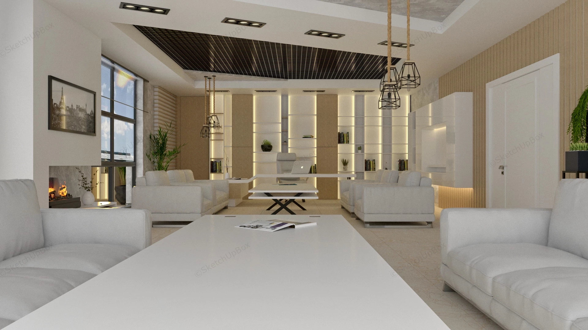 Modern CEO Office sketchup model preview - SketchupBox