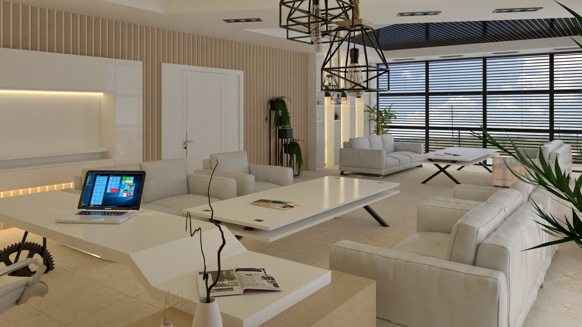 Modern CEO Office sketchup model preview - SketchupBox
