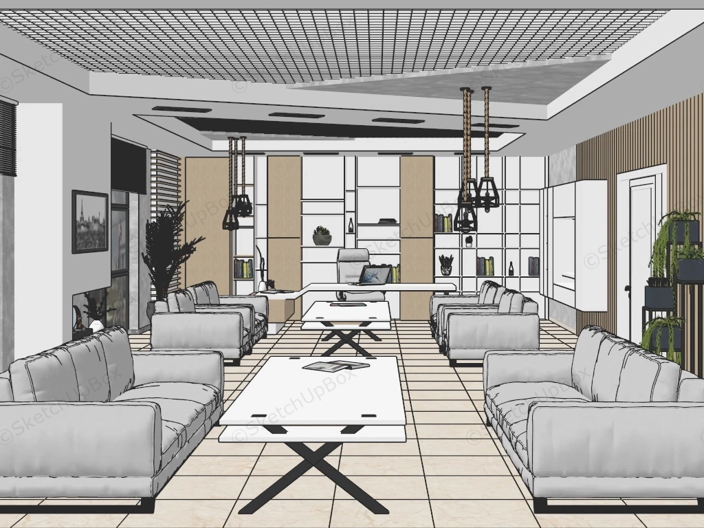 Modern CEO Office sketchup model preview - SketchupBox