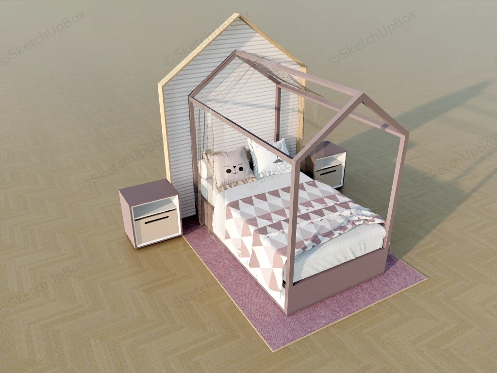 Canopy Beds For Girl sketchup model preview - SketchupBox