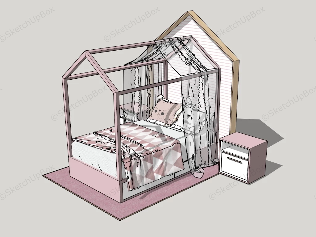 Canopy Beds For Girl sketchup model preview - SketchupBox