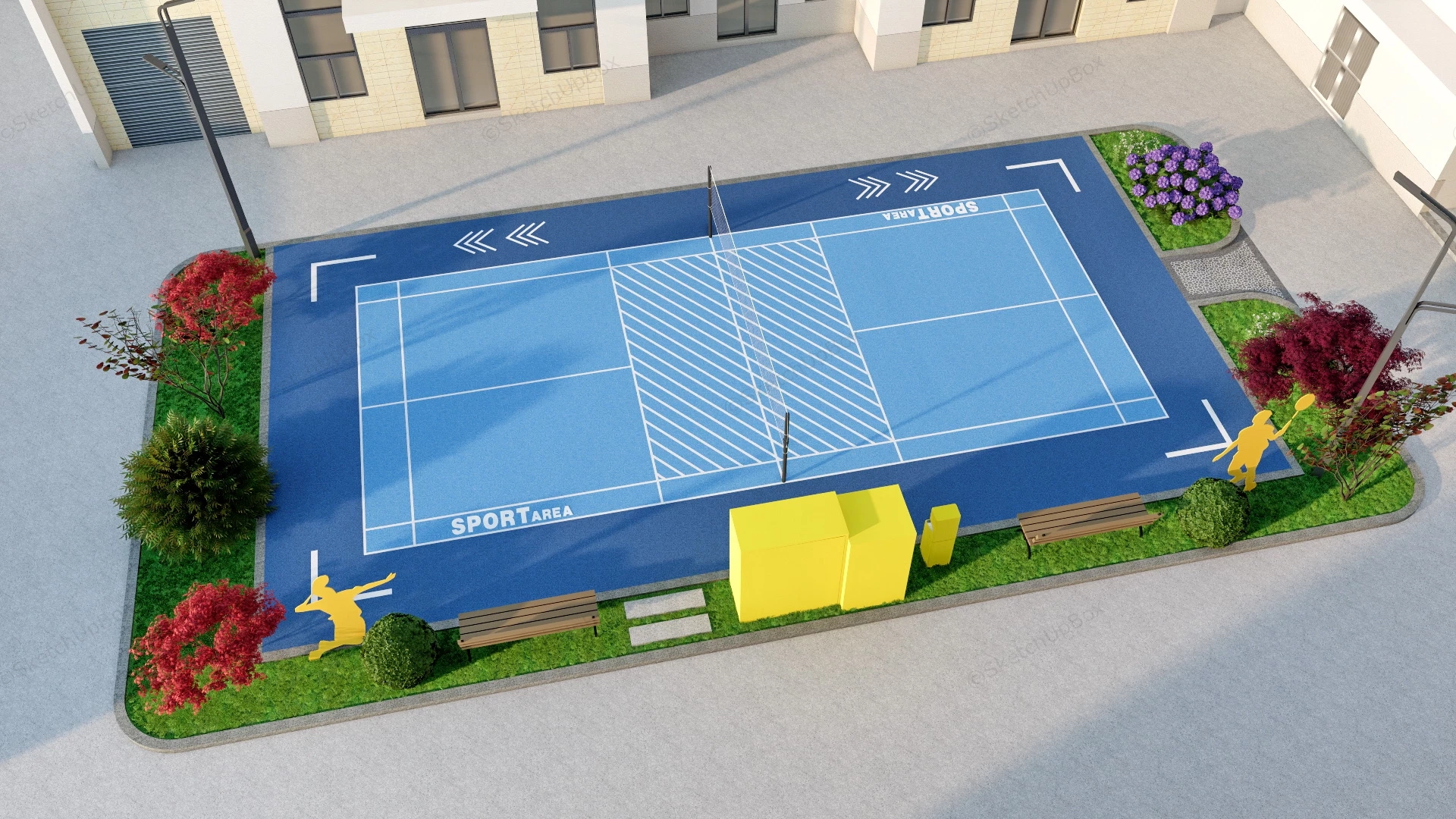 Outdoor Badminton Court sketchup model preview - SketchupBox