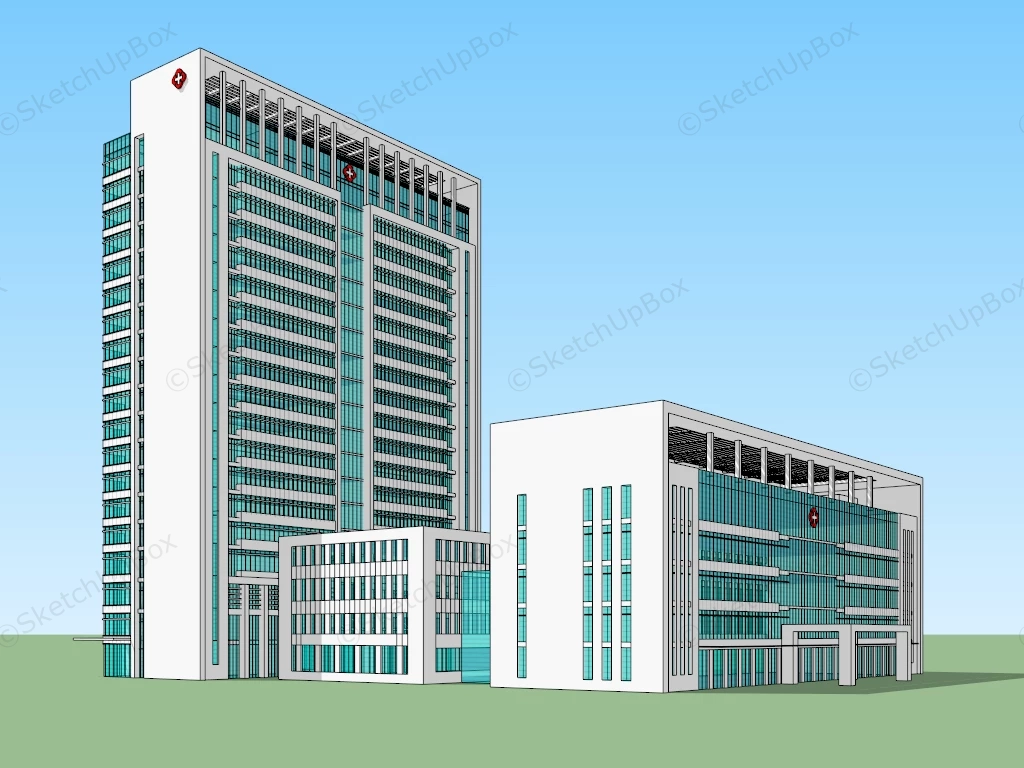 Modern Hospital Architecture sketchup model preview - SketchupBox