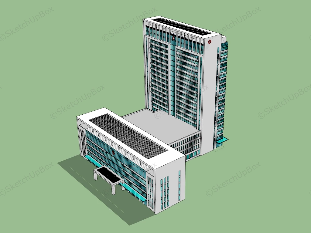 Modern Hospital Architecture sketchup model preview - SketchupBox