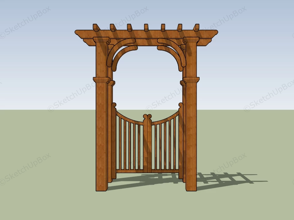 Wood Garden Gate sketchup model preview - SketchupBox