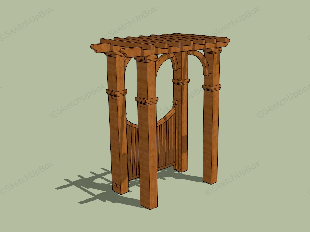 Wood Garden Gate sketchup model preview - SketchupBox
