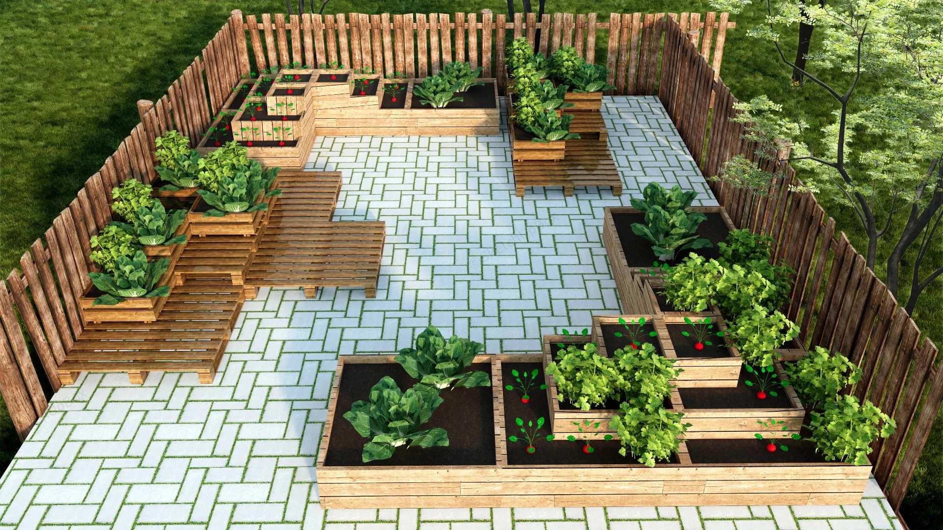 Small Potager Garden sketchup model preview - SketchupBox